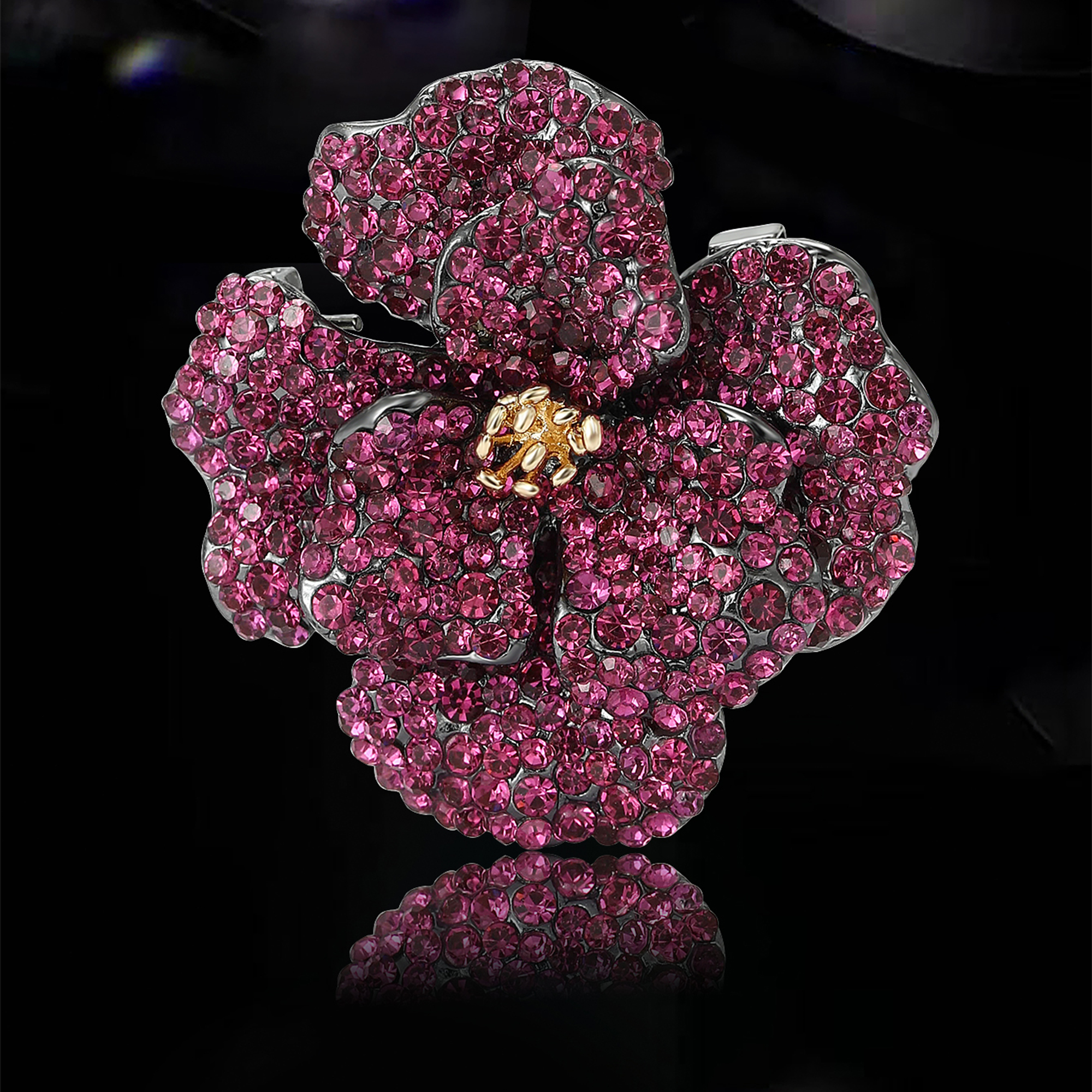 Vintage Fashion Events - Vintage Heavy Industry Rhinestone Peony Flower