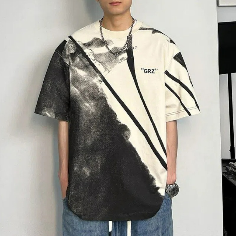 Tie Dye Shirt Vintage - Men Trendy Vintage Tie-dye Print Short