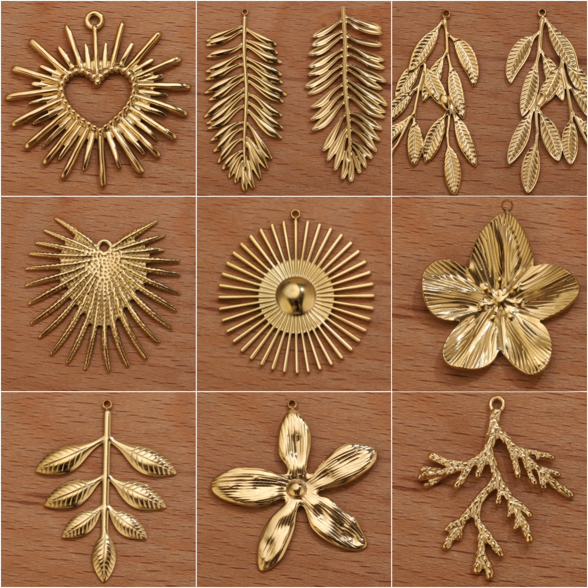 Vintage Fashion Earrings - 5pcs Stainless Steel Flower Charms Oval
