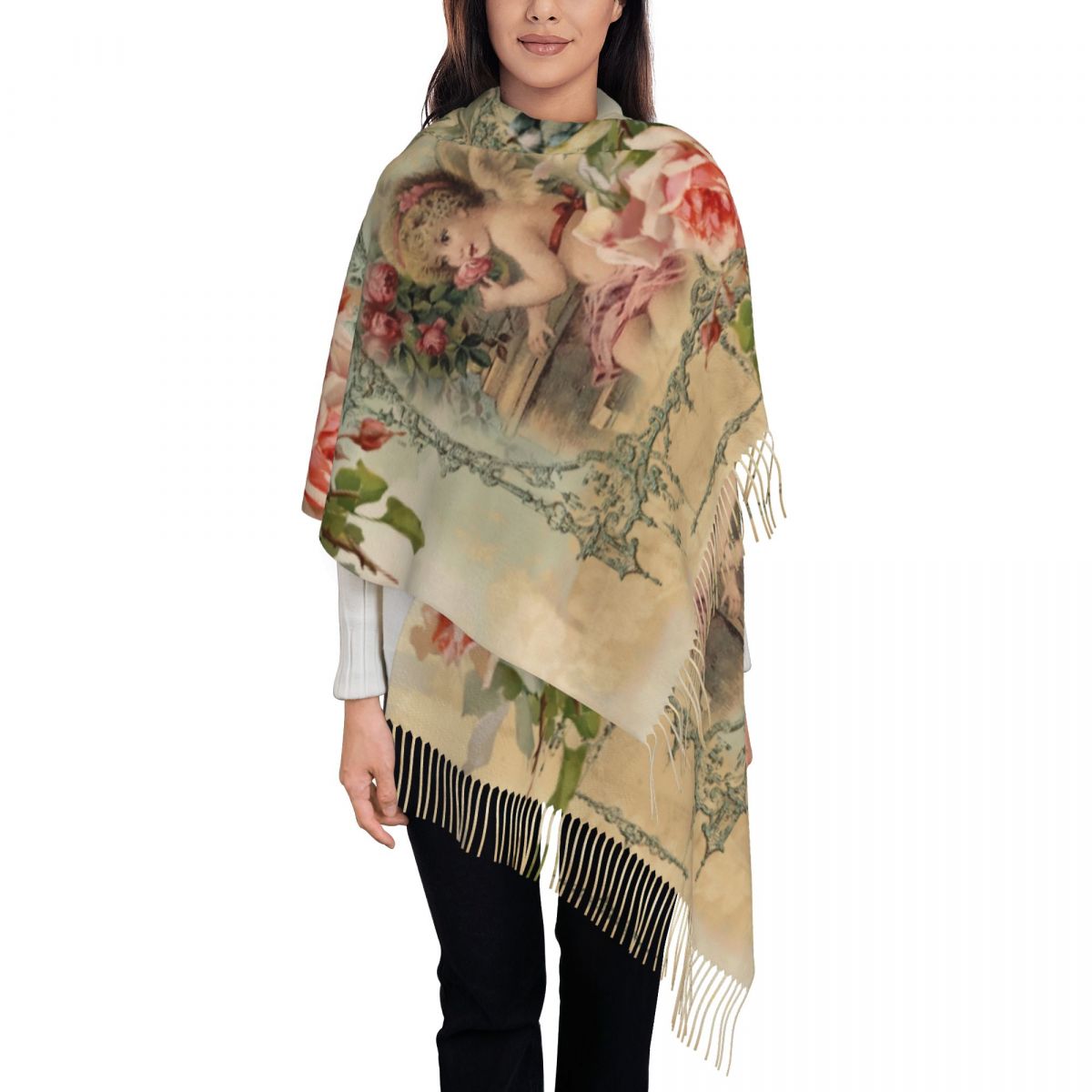 Vintage Victorian Fashion - Custom Printed Victorian Angel Vintage Rose