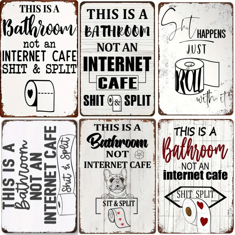 Vintage Fashion Plates - Funny Word Bathroom Decor Waring Sign