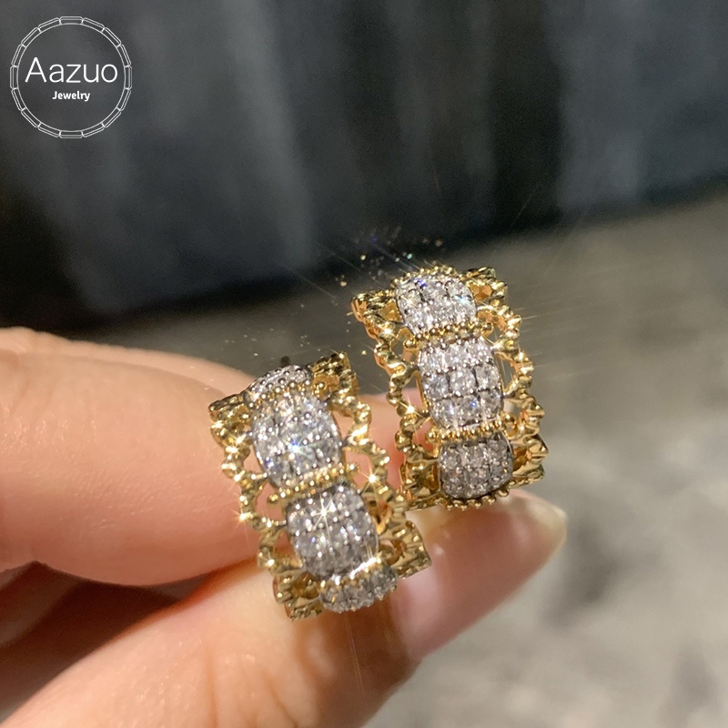 Vintage Fashion Earrings - Aazuo Vintage Style Real 18K Yellow