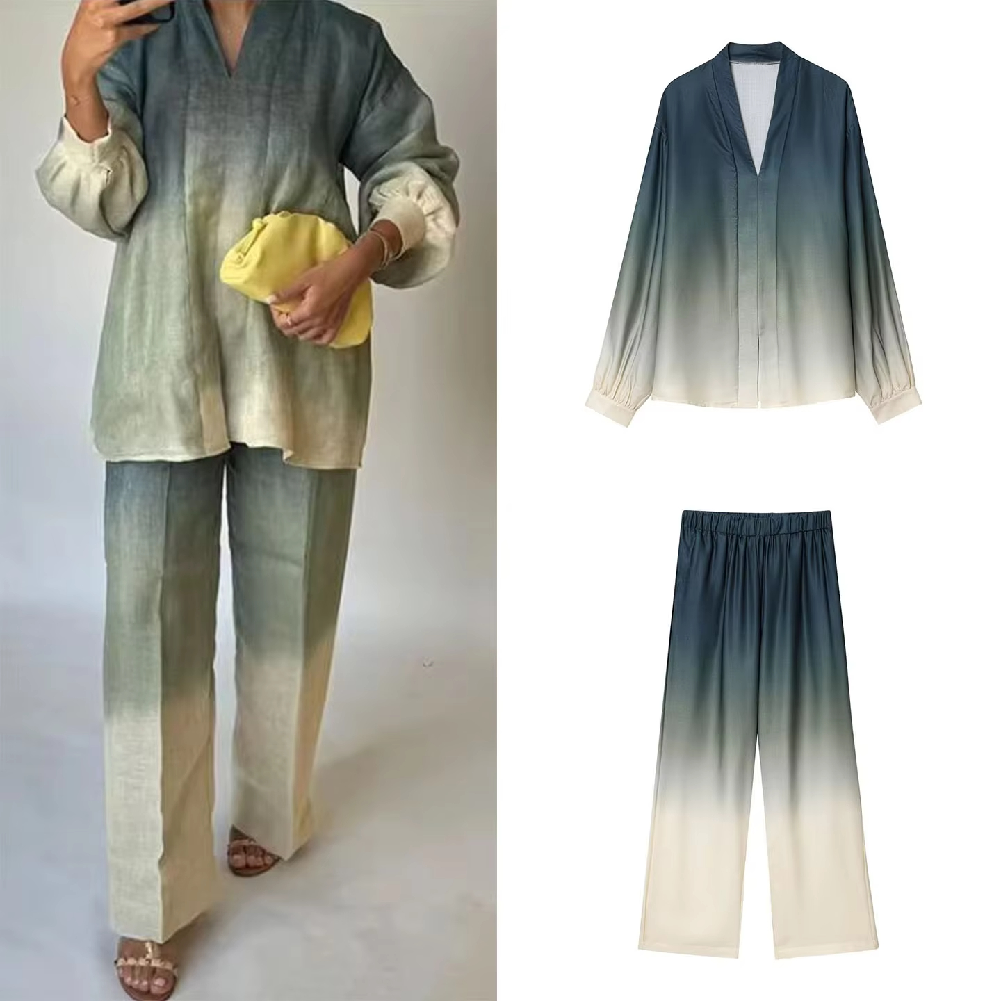 Tie Dye Shirt Vintage - Tie Dye Gradient Print Loose Shirts
