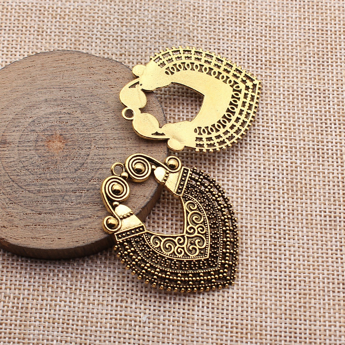 Vintage Fashion Earrings - 8pcs 48x37mm(1.89x1.46inch) 2 Colors Antique Gold