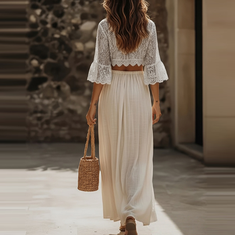 Sexy V-neck Flare Sleeve Top w - Vintage Fashion Ai recension och pris