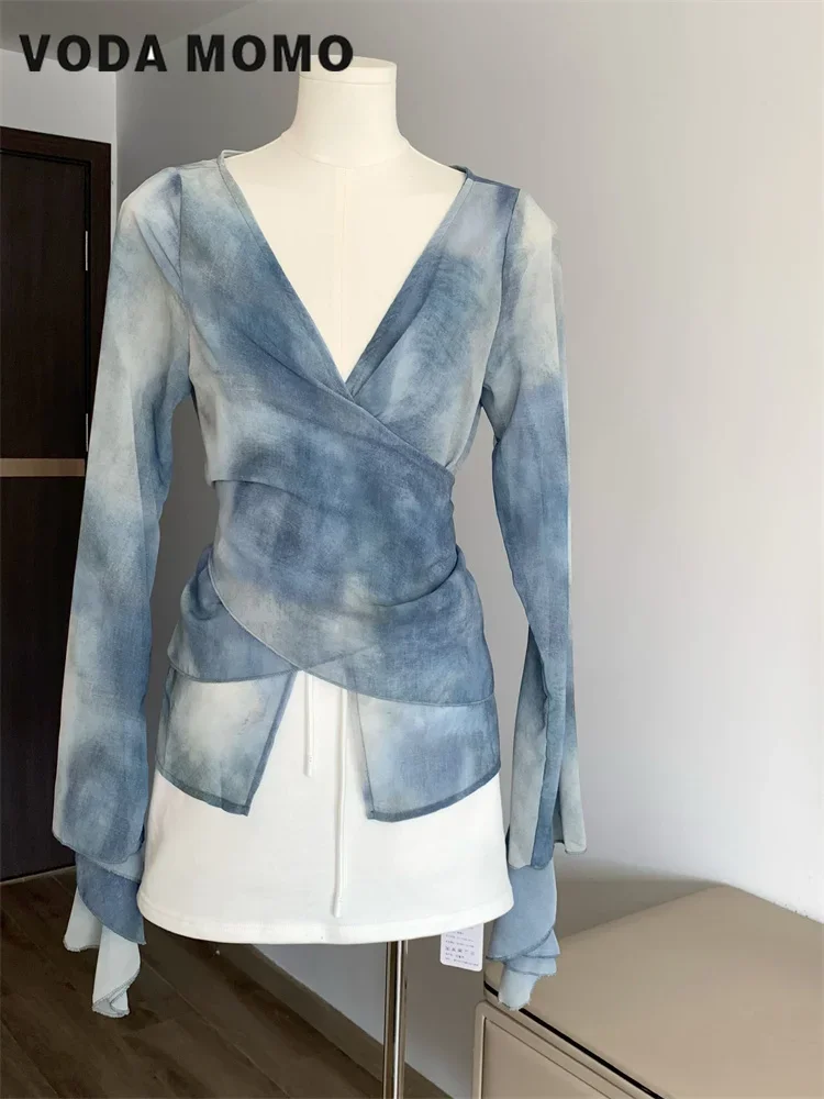 Vintage V-Neck Summer Elegant  - Tie Dye Shirt Vintage recension och pris