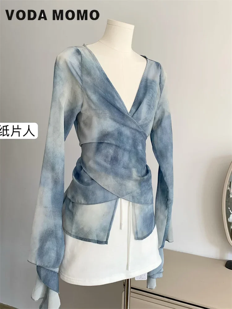 Vintage V-Neck Summer Elegant  - Tie Dye Shirt Vintage recension och pris