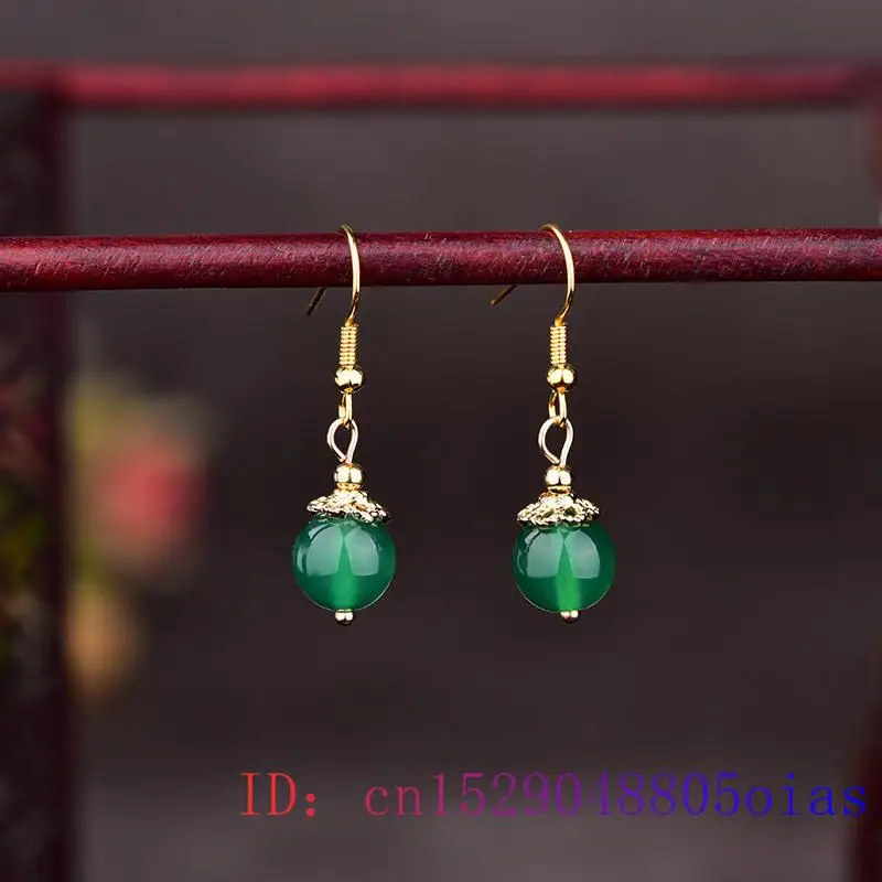 Green Jade Beaded Earrings Luc - Vintage Fashion Earrings recension och pris
