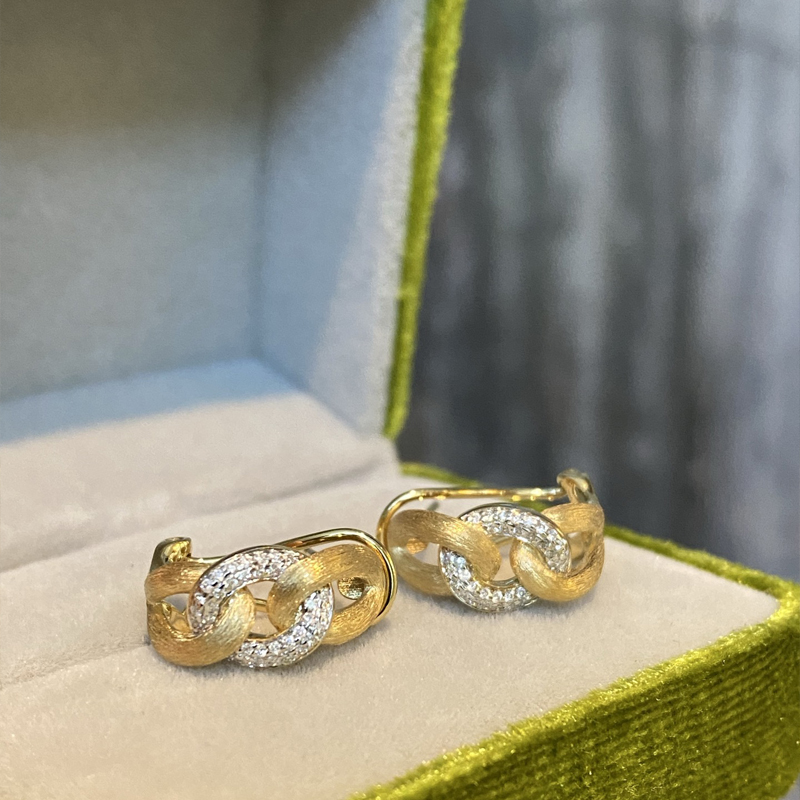 Aazuo 18K Yellow Gold Real Dia - Vintage Fashion Earrings recension och pris
