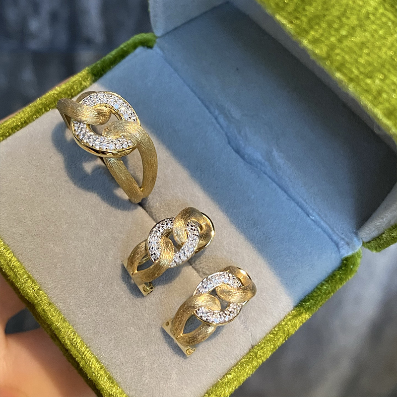 Aazuo 18K Yellow Gold Real Dia - Vintage Fashion Earrings recension och pris