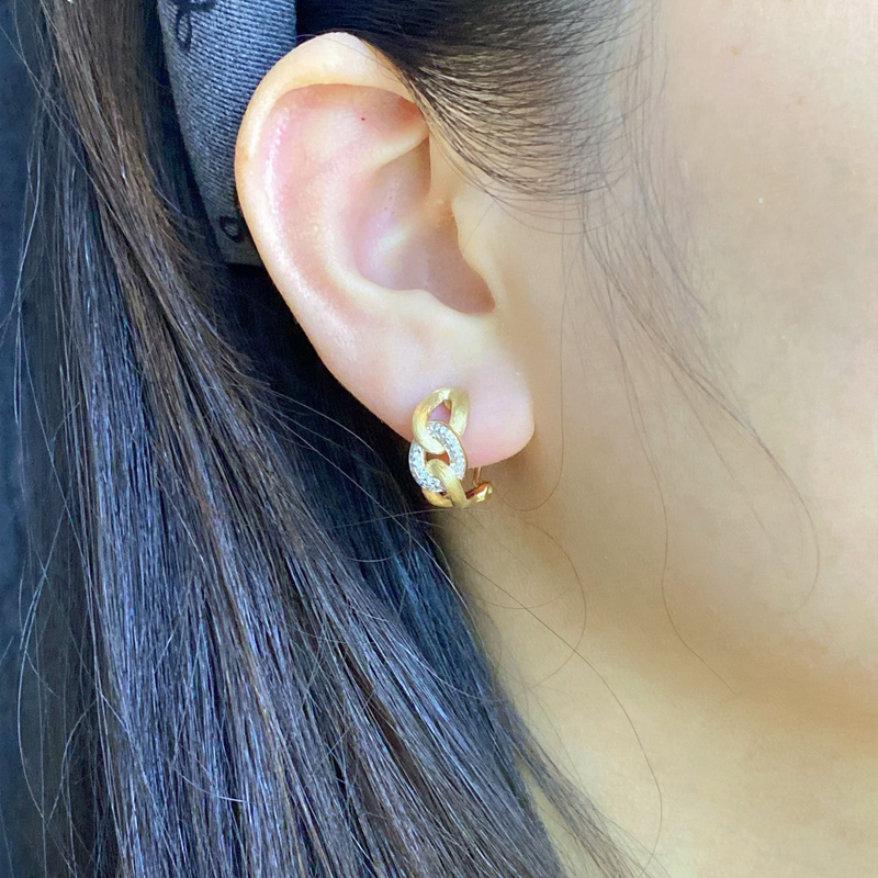 Aazuo 18K Yellow Gold Real Dia - Vintage Fashion Earrings recension och pris