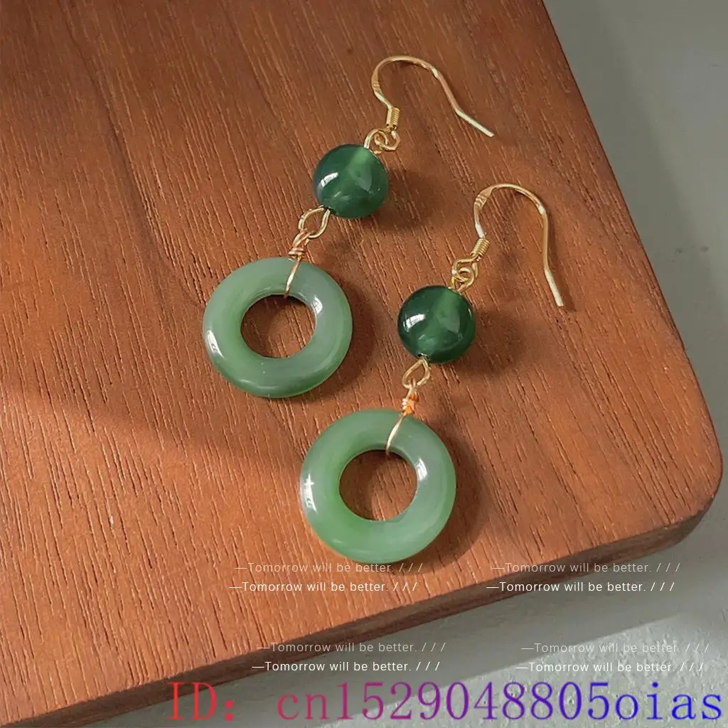 Green Real Jade Ring Earrings  - Vintage Fashion Earrings recension och pris