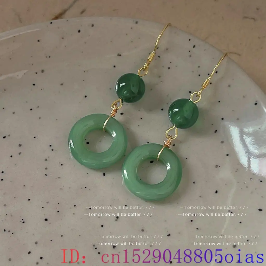 Green Real Jade Ring Earrings  - Vintage Fashion Earrings recension och pris
