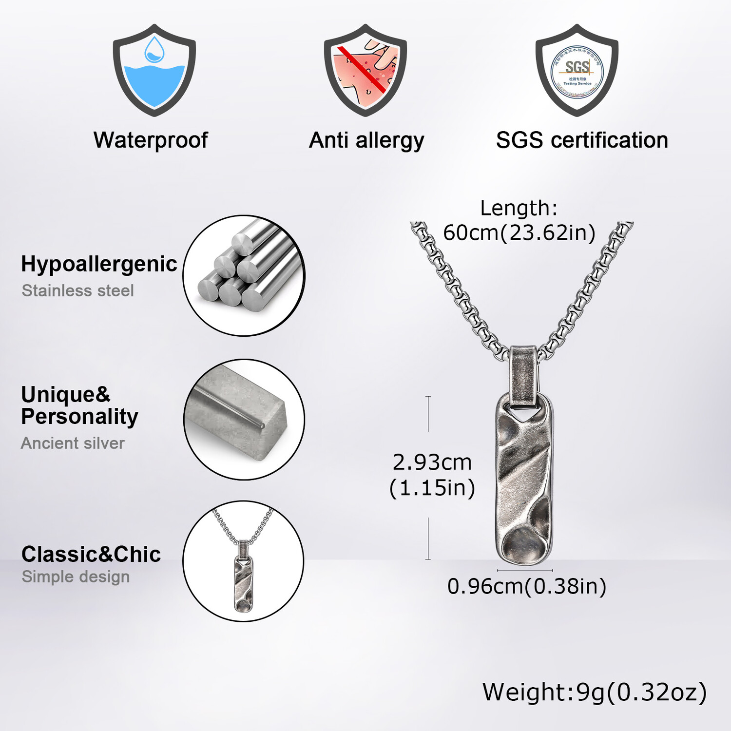 Small Dogtag Pendant Necklaces - Vintage Fashion Tags recension och pris