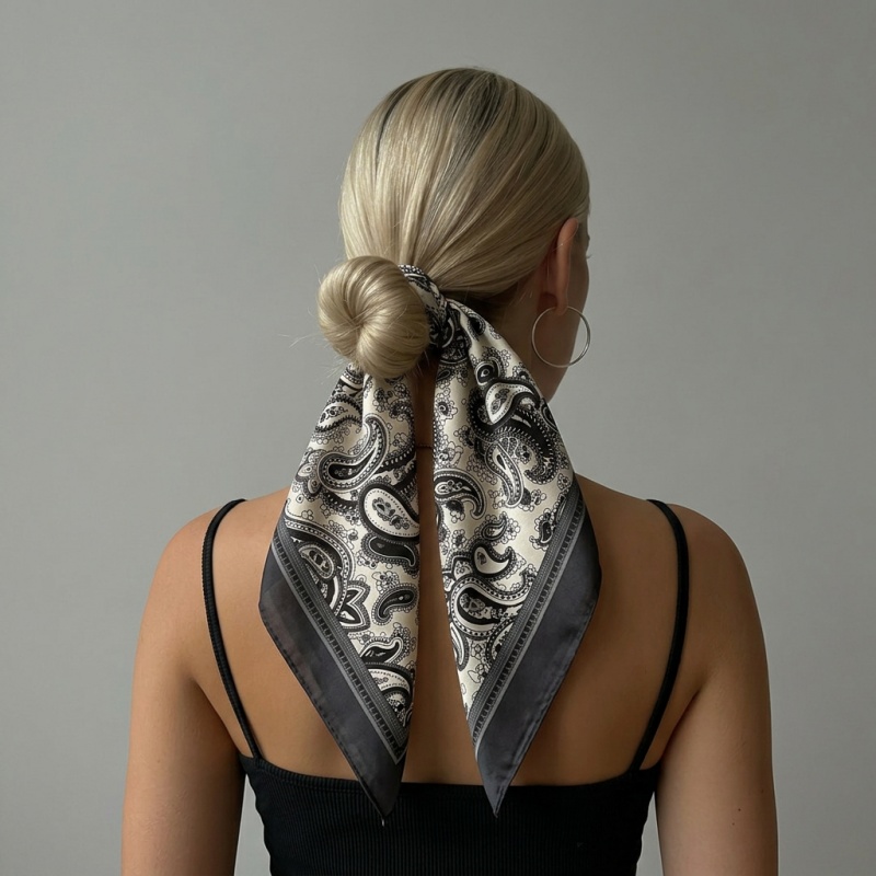 Luxury Satin Square Scarf Pais - Vintage Fashion Ai recension och pris