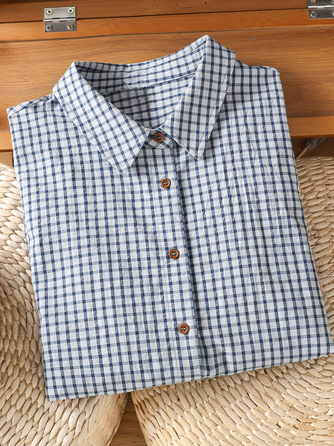 High-End Blue White Plaid Long - Vintage Fashion Years recension och pris