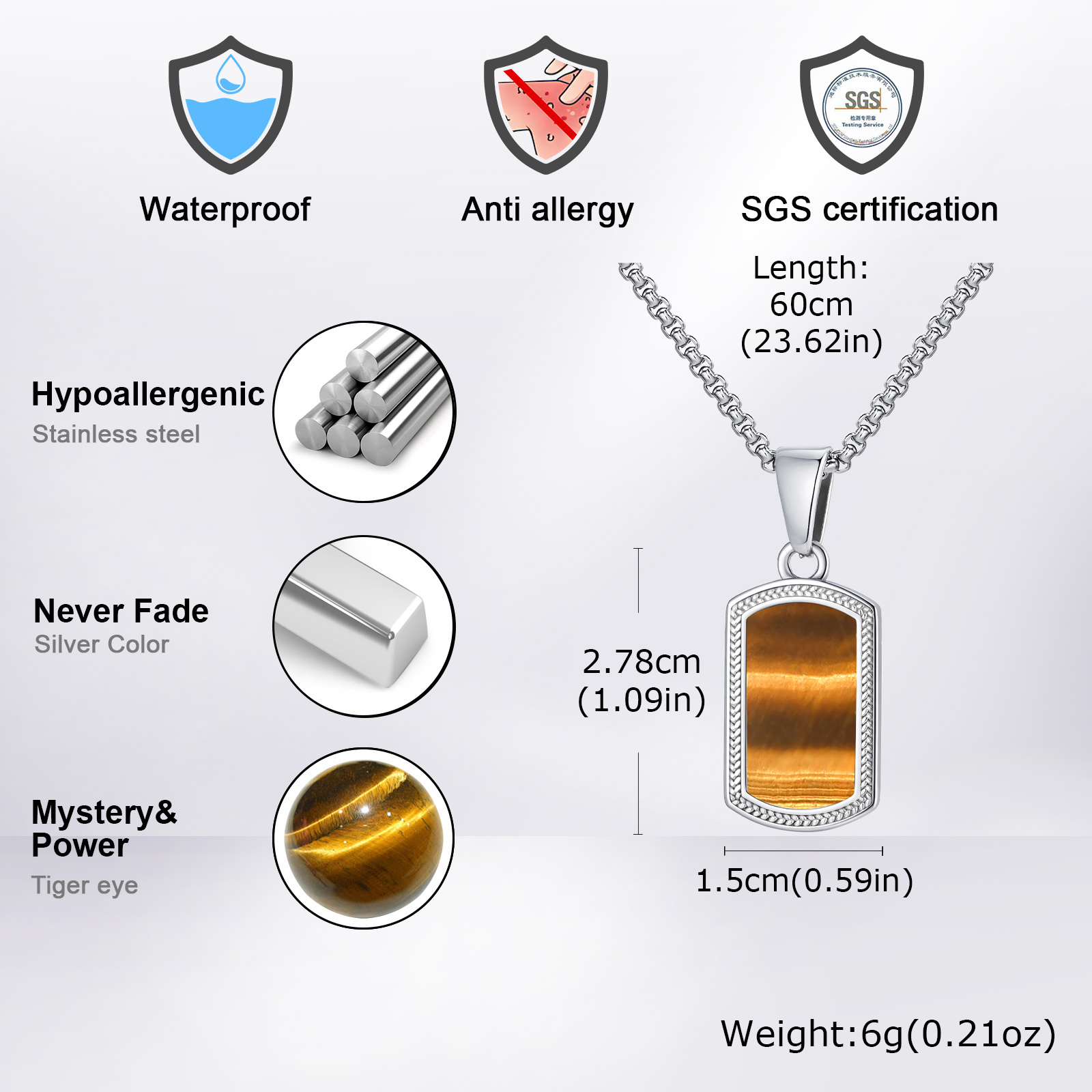 Vnox Stainless Steel Tiger Eye - Vintage Fashion Tags recension och pris